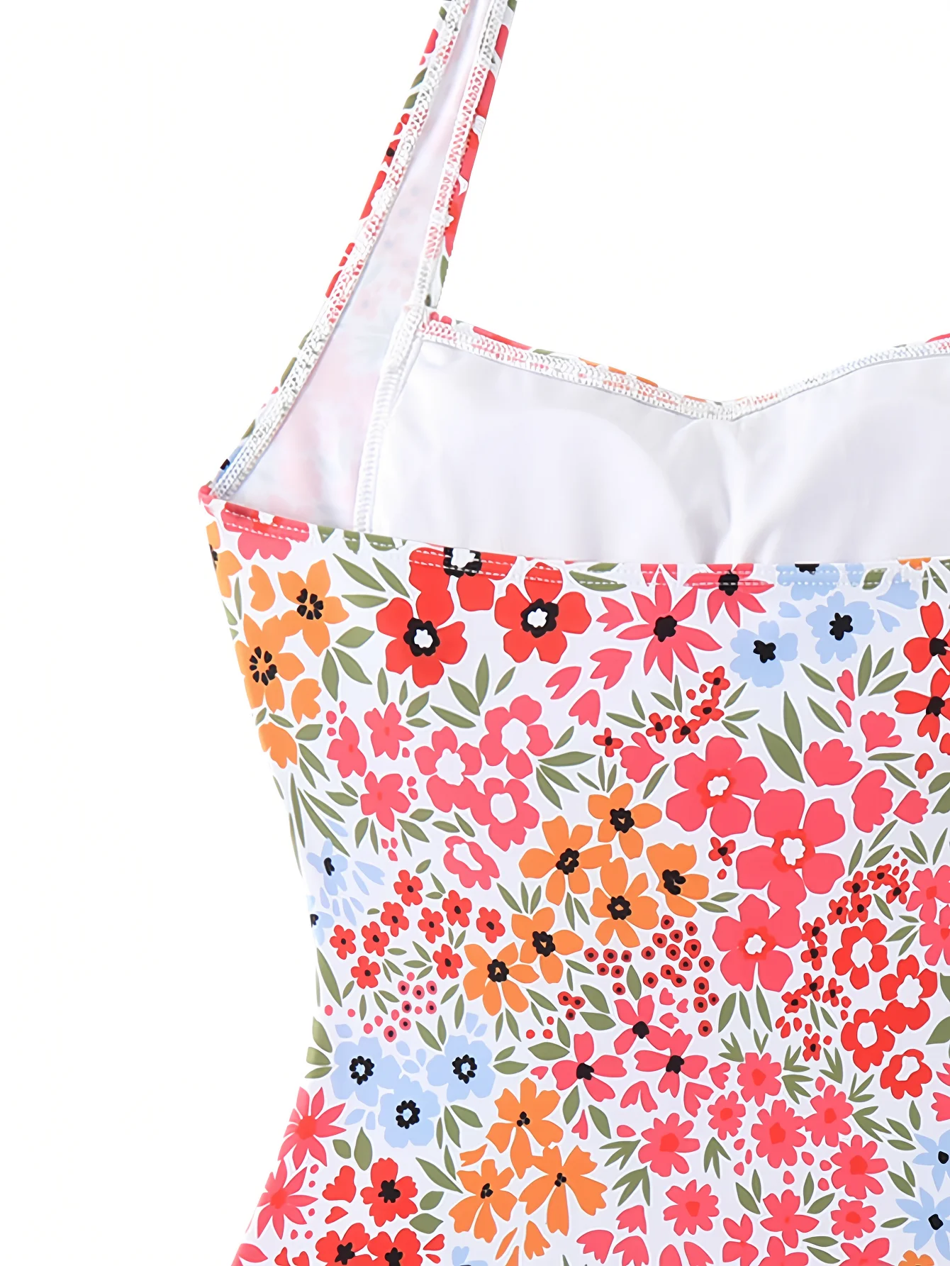 Damen Neckholder-Badeanzüge, einteiliger Badeanzug, plissiertes Design, florale Krawatte, rückenfrei, hohe Taille, sexy Bikini, Strandbadebekleidung, bedruckt