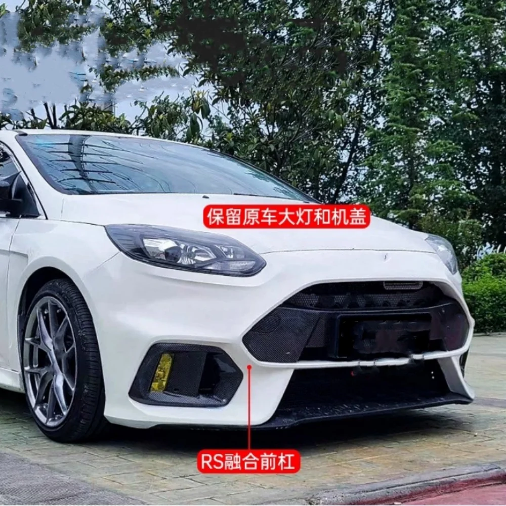 For Ford Focus 2012 Modified Front Bumper Grille Radiator Grille Fog Lamp Frame Unpainted PP Surround