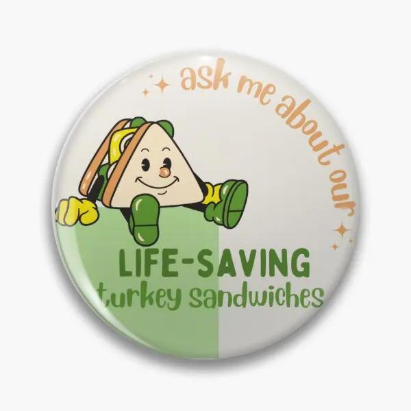 Life Saving Turkey Sandwiches  Soft Button Pin Decor Lover Hat Collar Metal Funny Brooch Jewelry Cute Cartoon Clothes Gift Badge