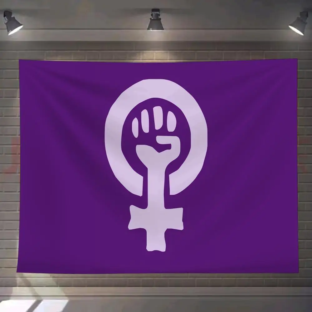 

Feminist Purple Women Rights Tapestry Custom Living Bedroom Party Dormitory Interior Wall Bohemian Decoration Attached Clip