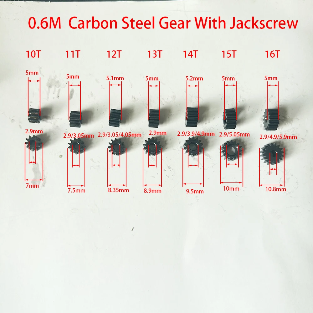 1Pcs 0.6M Carbon Steel Gear With Jackscrew Hole 5mm Thickness 10/11/12/13/14/15/16 Teeth Gear