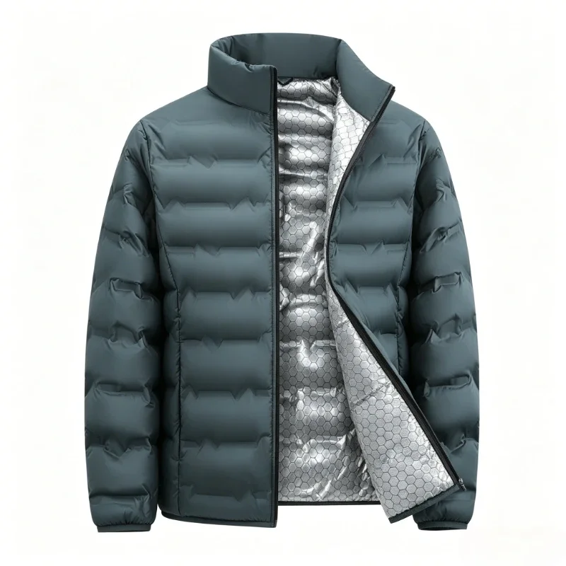 Autumn Graphene Self-heating Padded Hiking Jackets Men Lightweight Windproof Pleated Down Coats Man Warm Winter Overcoat Male
