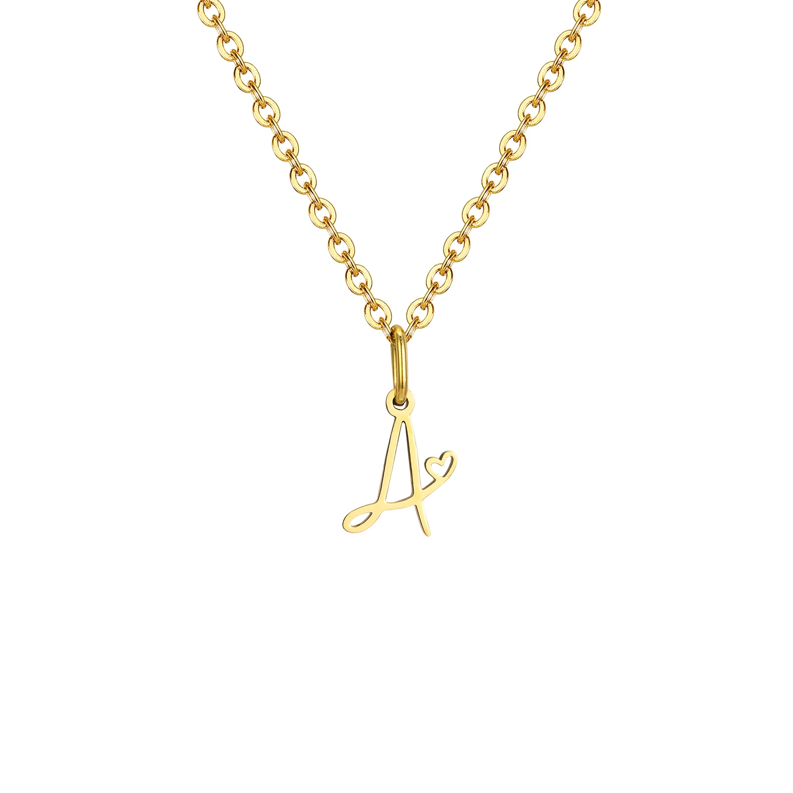 Zierliche Herz-Initial-Halskette für Damen, vergoldeter A-Z-Buchstaben-Anhänger, wasserdichter Edelstahl-Monogramm-Schmuck, personalisierbar.
