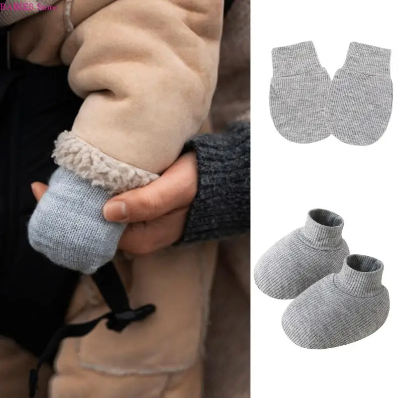 Mittens algodão respirável infantil C9GB com meias não-lipsões 0-6 meses unissex
