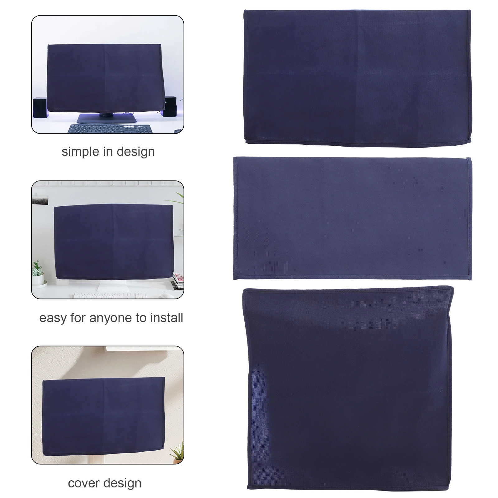 

Three Piece Set Computer Cover Dustproof Monitor Keyboard PC Case Protector Lightweight Easy Installation Desktop Components