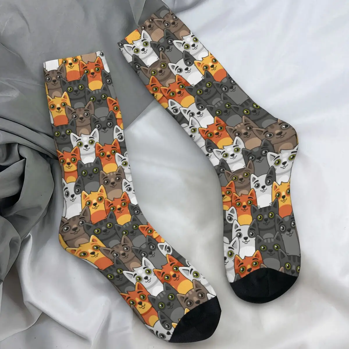 

Cat Cartoon Socks Winter Cute Animal Pattern Funny Stockings Retro Couple Quality Socks Custom Skateboard Non Skid Socks