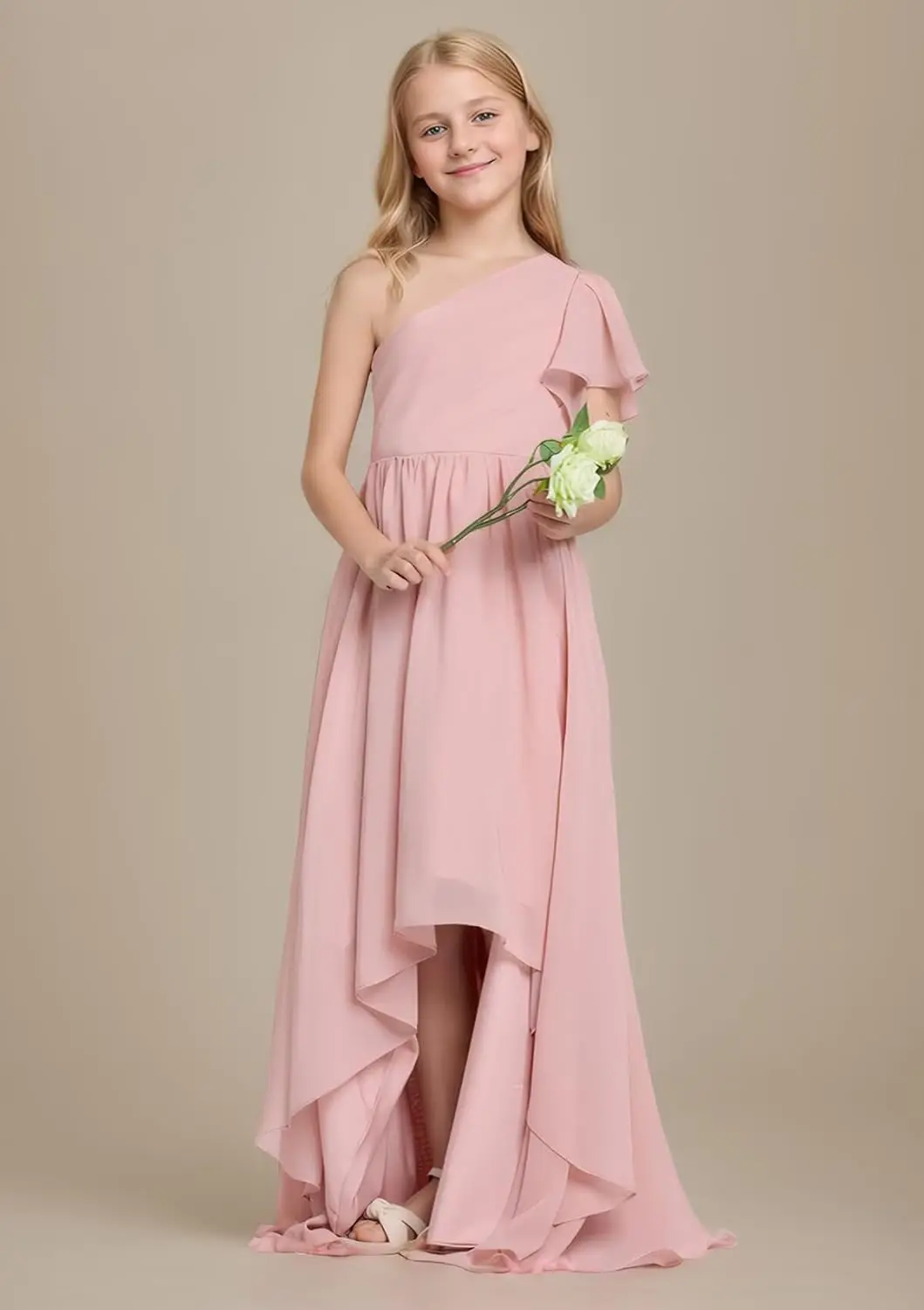 فستان وصيفة العروس للفتيات الصغيرات بكتف واحد فساتين فتاة الزهور للأطفال غير متماثلة لحفلات الزفاف وحفلات التخرج فساتين للفتيات