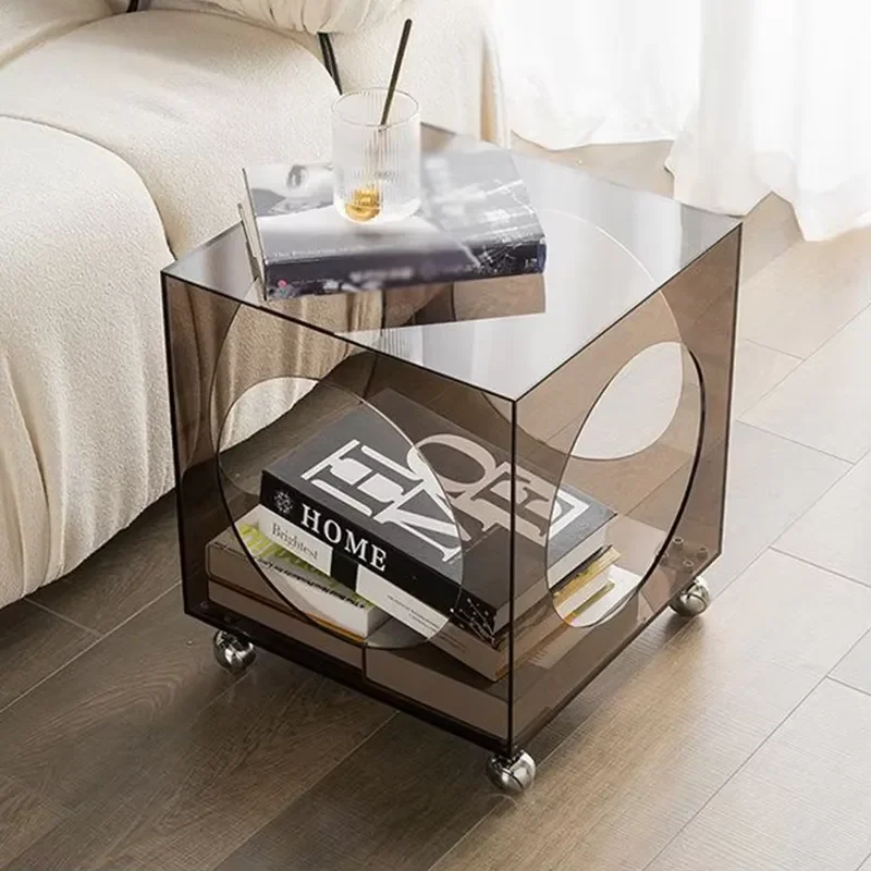 Clear Acrylic Coffee and Bed Side Table with Wheels for Living Room & Hotel Decor Hotel & Restaurant Furniture Supply 2