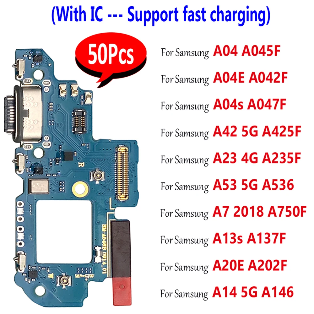 50Pcs，Tested USB Charging Micro Connector Board Flex Part For Samsung A05S A04 A04E A04S A42 5G A23 4G A53 A13S A14 A20E A750F