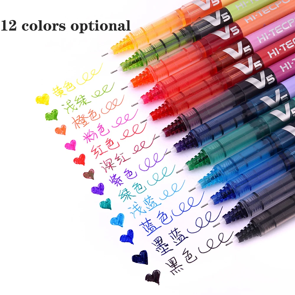 12pcs Japan Pilot BX-V5 Gel Pen Cute Kawaii Color Ink Stationery 0.5mm Water Pen Student School Supplies Office Accessories