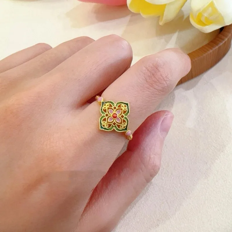 مجوهرات صينية جديدة، خاتم سائل اليشم، مزاج مجوهرات المينا الصغيرة والرائعة، مجوهرات فاخرة وراقية، يوميًا