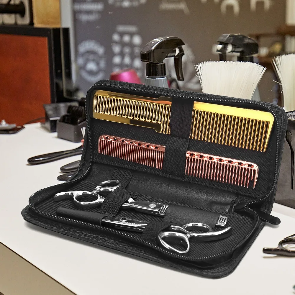 Tas Gunting Potong Rambut Profesional Paket Penyimpanan Jepit Rambut Pemotong Kulit PU Universal Kotak Gunting Hewan Peliharaan Tahan Air Penata Rambut