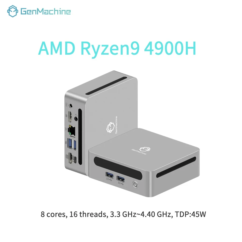 

GenMachine AMD Ryzen9 4900H Windows 11 Ryzen MINI PC DDR4 35W WIFI6(2.4GBPS) RTL8852, BT5.2 4.2GHz Gaming Pc Computer