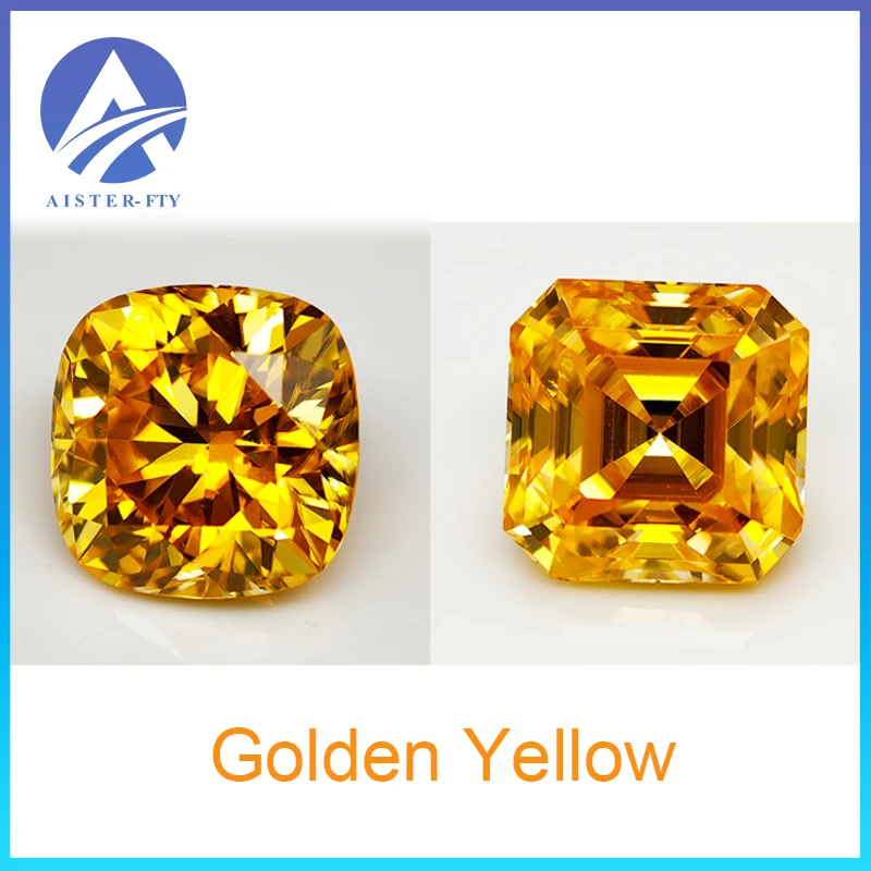 Golden Yellow Moissanite Stone Asscher/Cushion Cut GRA Certified Moissanite Diamond With GRA Certificate Pass Diamond Tested