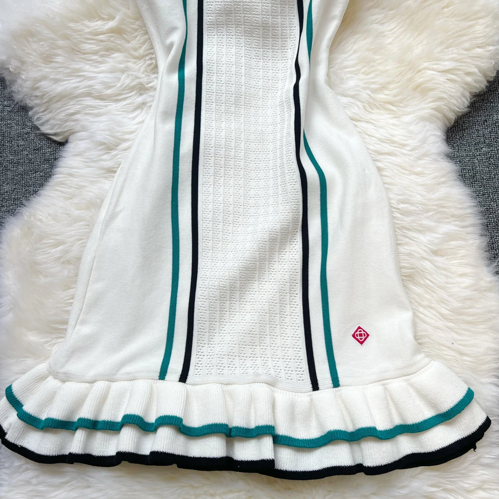 YuooMuoo Brand Fashion Women Knitted Mini Dress Ins Hot Sexy Package Hips Ruffled Party Dress Streetwear Lady Outfits Vestidos image 4