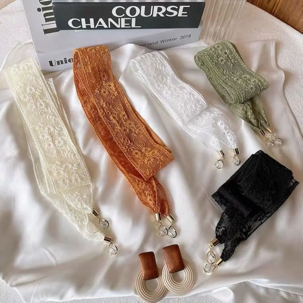 Sciarpa per capelli con nastro di pizzo floreale Decorazione per medicazione Trecce trasparenti Accessori per capelli Sciarpe a collo lungo stile coreano