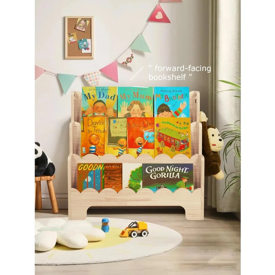 رف كتب خشبي مكون من 3 طبقات لغرفهم الأمامية رف كتب مونتيسوري للأطفال الصغار مثالي لغرف الأطفال والفصول الدراسية والمنزل