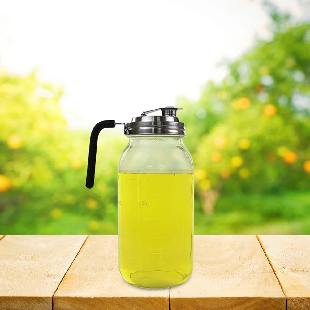 

2pcs Stainless Steel Wide Mouth Jar Lids Handle Pour Spout Rust-Proof Food Beverage Tea Storage Glass Pitcher