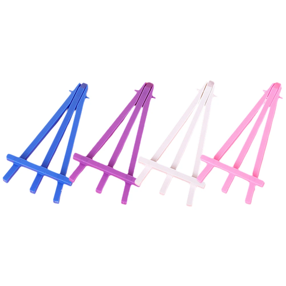 

20pcs Children Easel Mini Plastic Display Rack 16x8 5cm Pink Purple White Blue Lightweight HomeDecoration Tripod Structure
