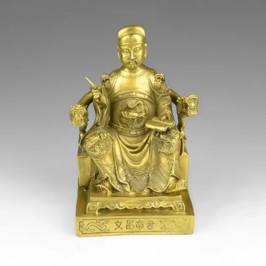 COPPER STATUE Kaiguang Fengshui pure copper, Emperor Wenchang decorates a piece of Wenqu, star, emperor, bronze statue, wisdom t