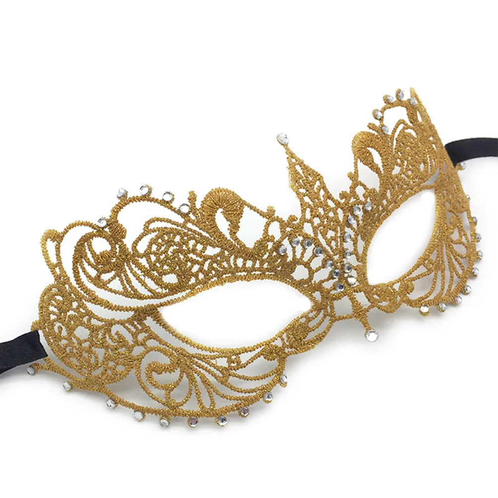 Maska na pół twarzy z koronki z dżetów, złoty kostium cosplay dla kobiet, na Halloween, imprezę karnawałową, bal maskowy 123456789