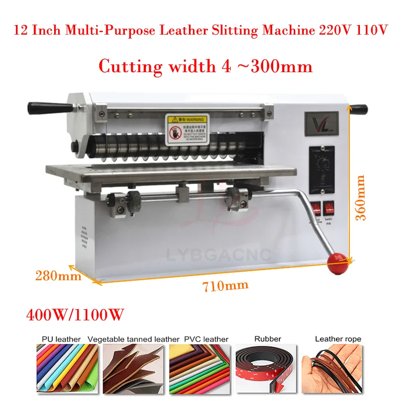 

12 Inch Multi-Purpose Slitting Leather Slitter Machine Belt Cutter Strap Cutting Machine Leather craft Slicer 220V 110V Cutting