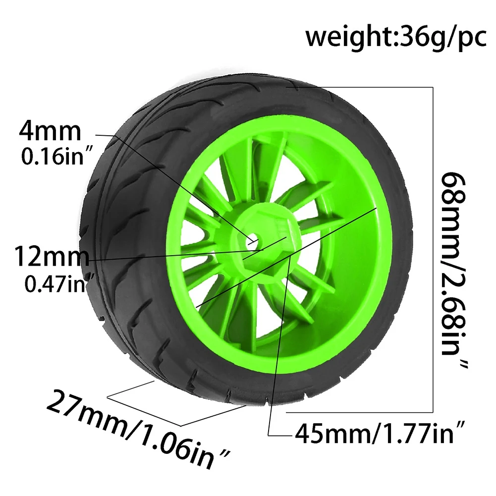 

A72P 4 шт. 68 мм резиновая шина для колес 12 мм шестигранная шина для TT01 TT02 TA06 XV01 XV02 PTG-2 1/10 RC Racing Car Upgrade Parts C
