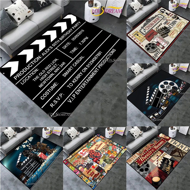 Vintage Projector Theme Movie Night Clapperboard Retro Cinema Atmosphere Table Cinema Rug Kitchen Door Kids Birthday gift