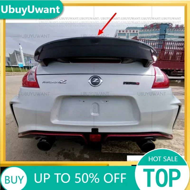 For Nissan 370z Z34 FRP Fiber Glass AM Style Rear Wing With Brake Light Fiberglass Type Amuse Trunk Spoiler 2009-2016