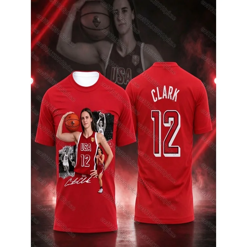 Fans Caitlin Clark # 12 Basketball Print T-shirt for Men and Women WNBA Basketball Fans, Short Sleeved Casual Family Sports Top
