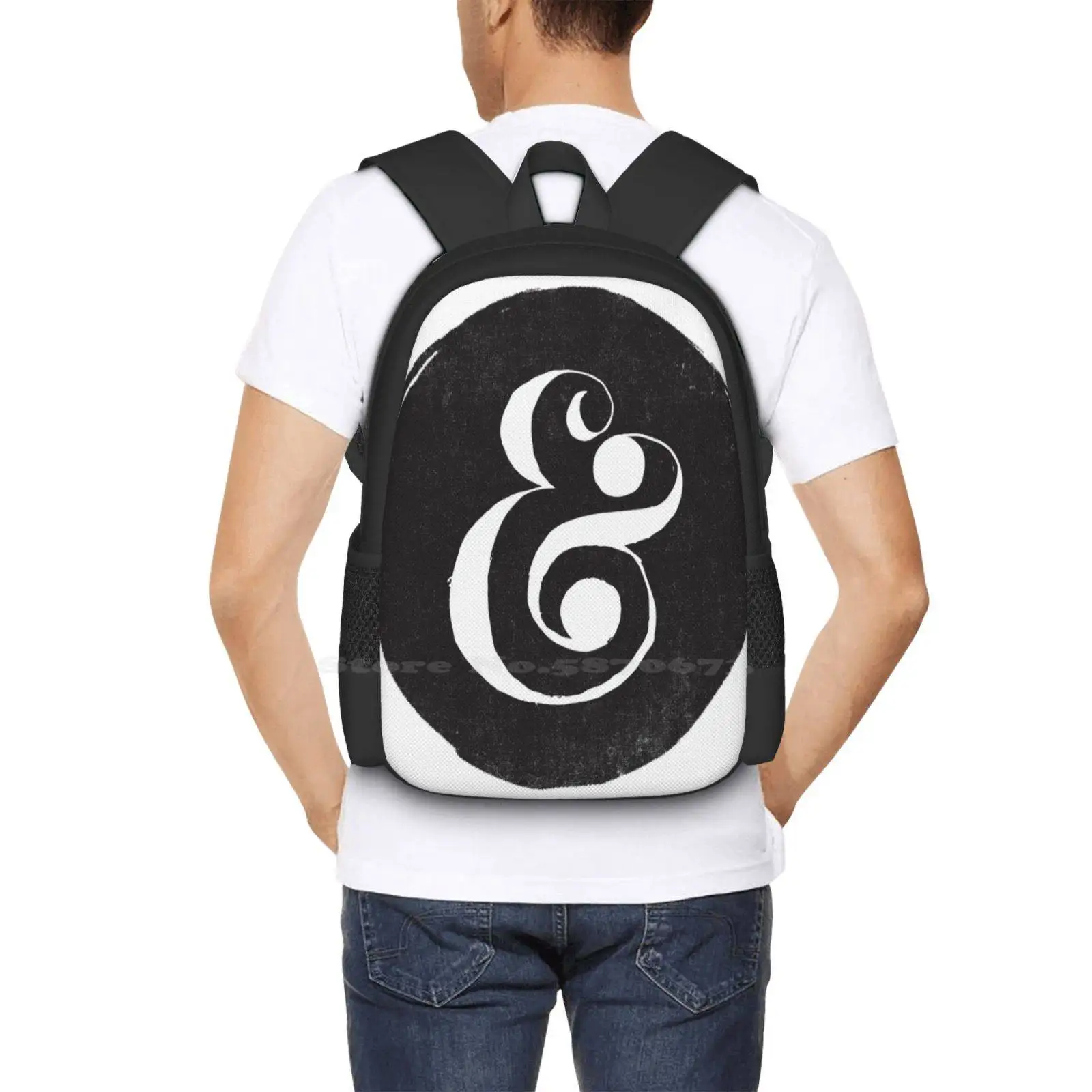 กระเป๋ากระเป๋าเป้โน๊ตบุ๊คเดินทางลาย ampersand ตัวหนังสือดีไซน์แฟชั่น