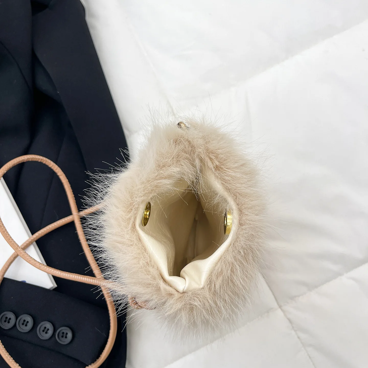 2025 Whimsical Plush Mini Square Bag for Women Adjustable Crossbody Strap Phone Purse with Top Handle Day to Night Playful Bag