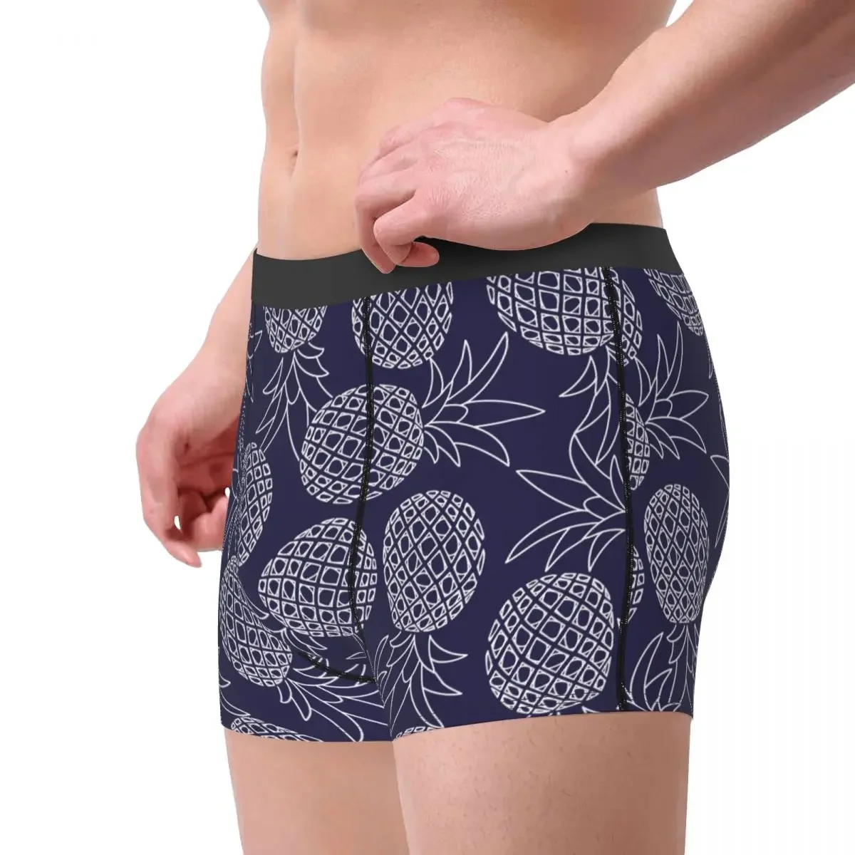 Men Pineapple Pattern Boxer Briefs Shorts Panties Breathable Underwear Modern Navy Homme Funny Underpants