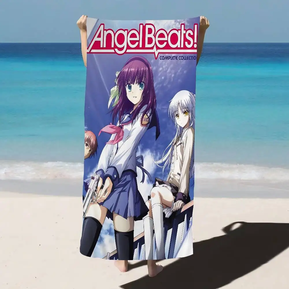 Angel Beats CARTOON Bath Towel Microfiber Soft Water Absorbing Breathable For Girl Kids Decorative Cartoon Beach Towel