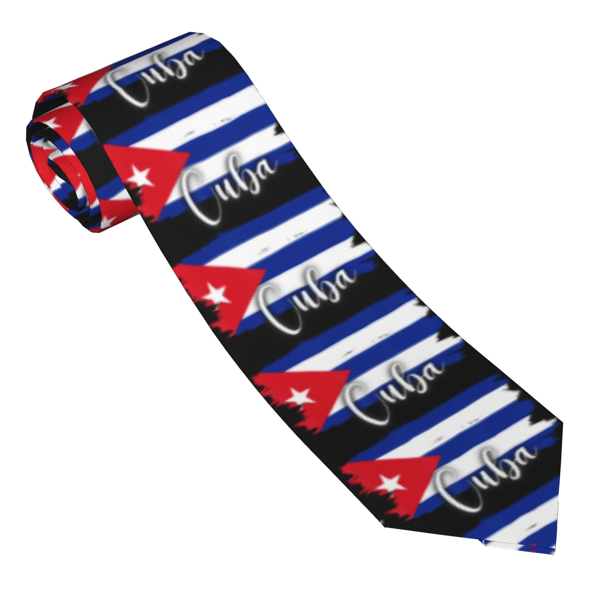 Cuba Flag Cuban Map Tie  Custom DIY Neck Ties Classic Casual Collar Tie Male Cosplay Party Necktie Accessories