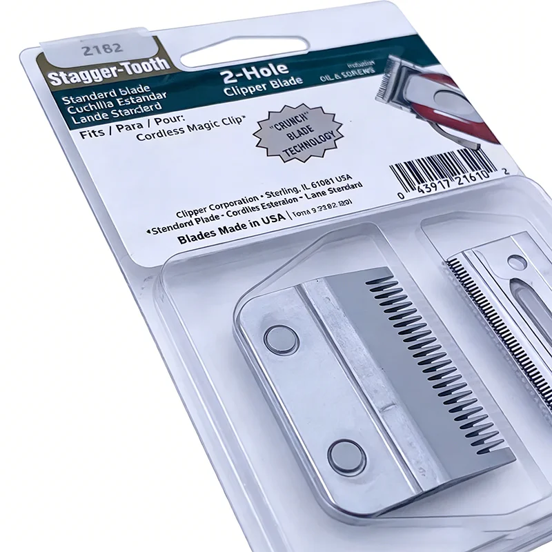 #2162，Professional Stagger-Tooth 2-Hole replacement Clipper Blade set Compatible With For  Cordless Magic Clip 8148