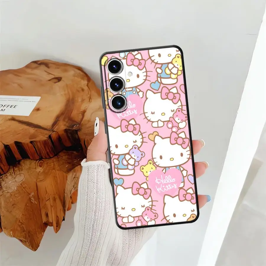 سانريو القرفة مرحبا كيتي حافظة لهاتف سامسونج جالاكسي A34 A23 A54 A26 A25 A36 A16 A52 A15 A32 A24 A55 A53 A35 A17 A56 أسود ناعم #4