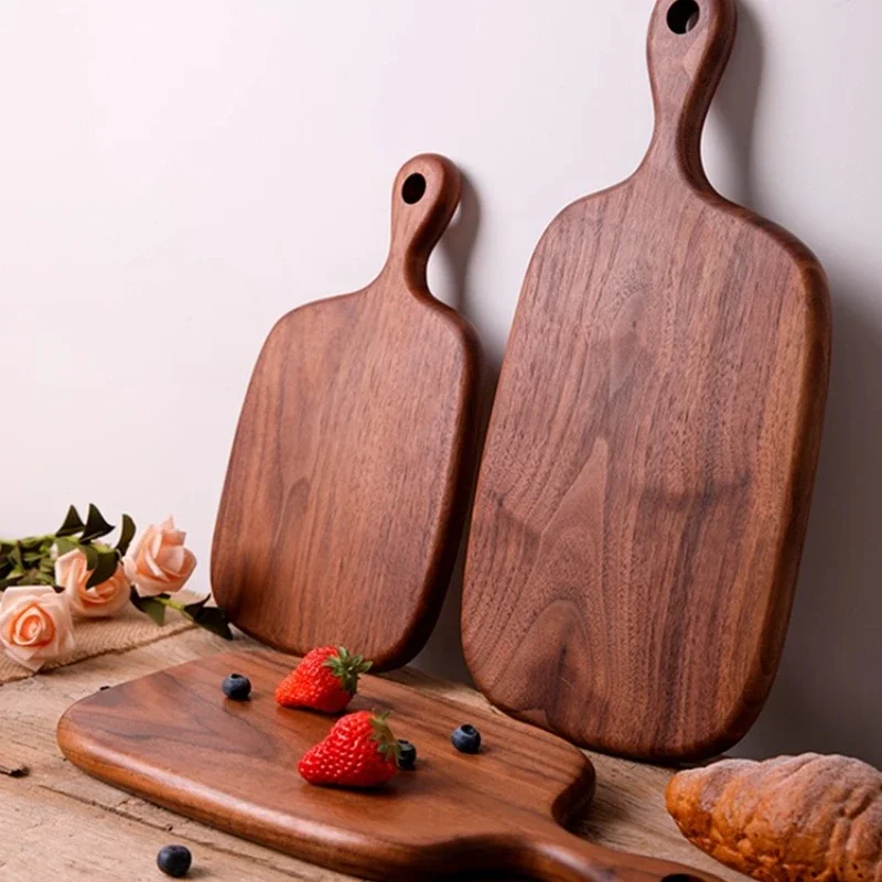 Black Walnut Cutting Board Whole Wood Chopping Block for Steak Non-porous Pizza and Bread Board Natural Baby Food Serving Plate