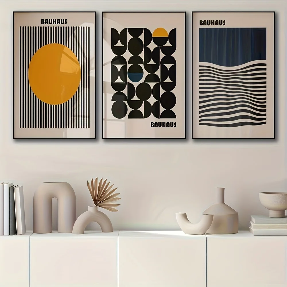 الحد الأدنى باوهاوس قماش طباعة الرجعية منتصف القرن معرض هندسي الجدار ملصق فني لغرفة المعيشة الحديثة غرفة نوم ديكور المنزل #4