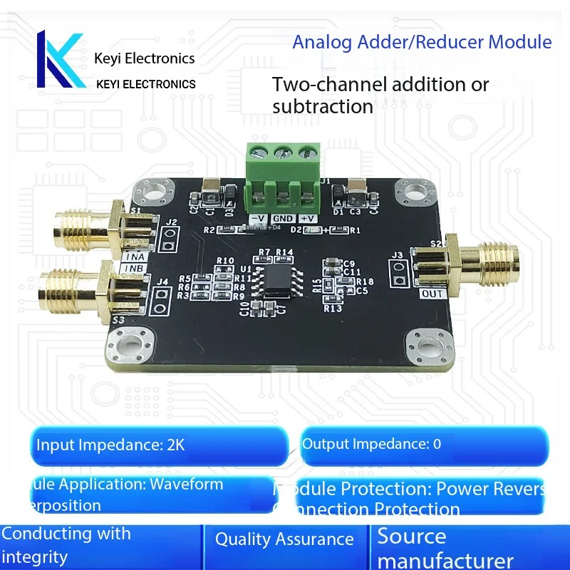 Two-way in-phase/inverting adder, subtractor bias amplifier signal superposition conditioning module bandwidth 1M