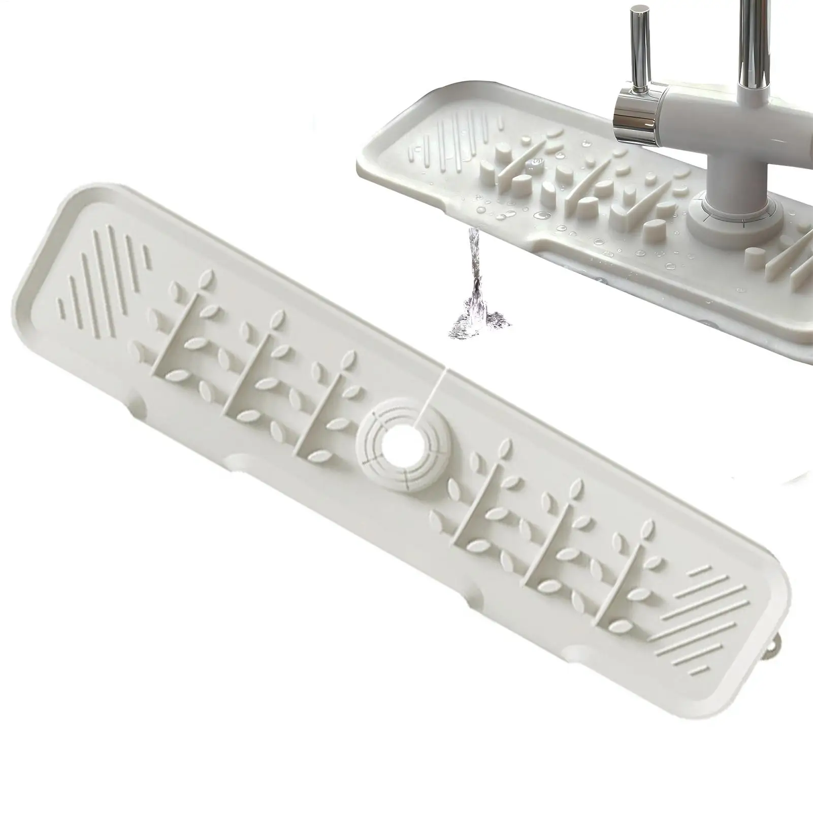 

Silicone Faucet Water Catcher Mats Kitchen Sink Spill-Proof Drying Pads Anti-Slip Drain and Splash Guard Water Catcher Mat