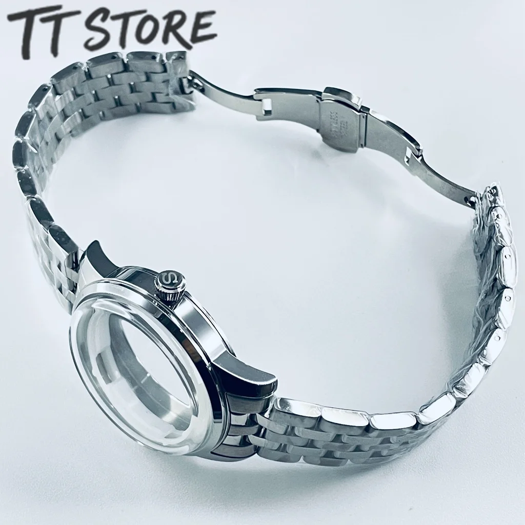 Stainless Steel Watch Case 33MM/40MM Arch Glass Transparent Backcover Silver for NH35 NH38 Movement Cocktails Watch Accessories image 6