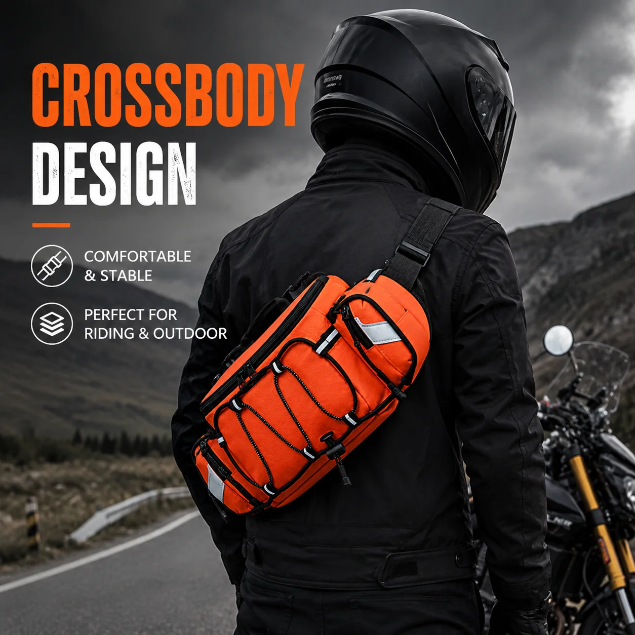 Bicycle Waist Bag Water Resistant Cycling Chest Pack Crossbody Fanny Pack Multi Pocket Storage Bag for Outdoor Riding Gear
