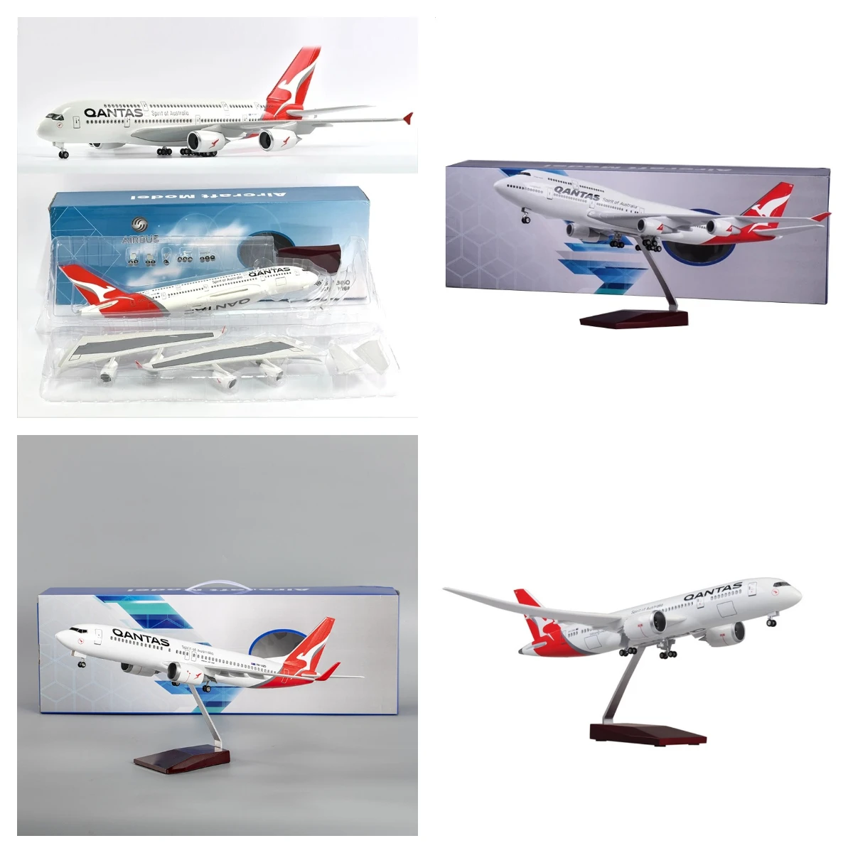 نموذج طائرة B787/737/747 A380 QANTAS نموذج طائرة طائرة من الراتنج ديكورات منزلية مع ضوء وعجلات مجموعة مصبوبة #1