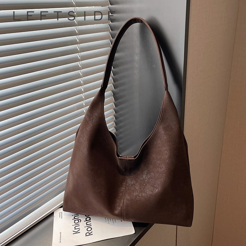 

LEFTSIDE 2025 зимние роскошные дизайнерские сумки и кошельки из искусственной кожи, женская сумка-хобо, трендовые брендовые однотонные сумки на плечо