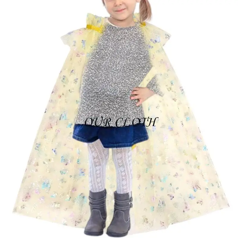 الأميرة كيب بنات فراشة الطباعة كيب الأميرة زي كيب لوازم الحفلات Y1AC