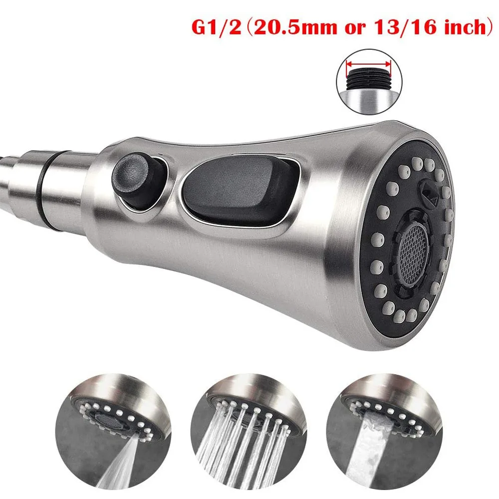 Universal G1/2 Pull Out Shower Nozzle Sprayer 3 Function Kitchen Faucet Spray Head Sink Tap Mixer Replacement Accessory Aerator