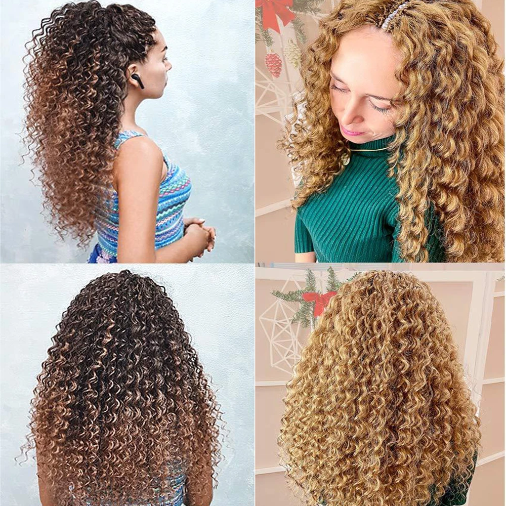 Alibaby-extensiones de cabello sintético para mujer, pelo de ganchillo con giro profundo de 22-30 pulgadas, de fibra de baja temperatura