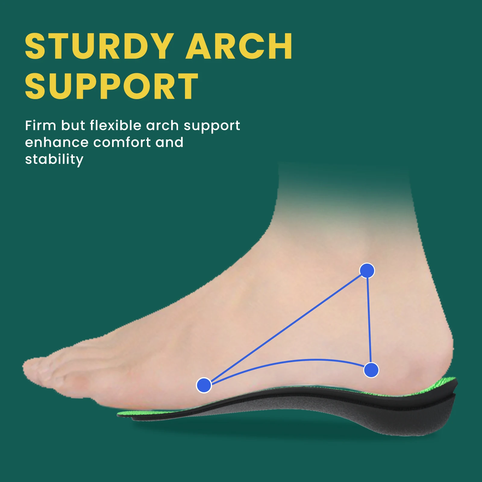 

2Pcs/pair Arch Support Insoles Half Palm Cushion Plantar Fasciitis Flat Feet Corrector Outdoor Sports 3/4 Height Increase Insole