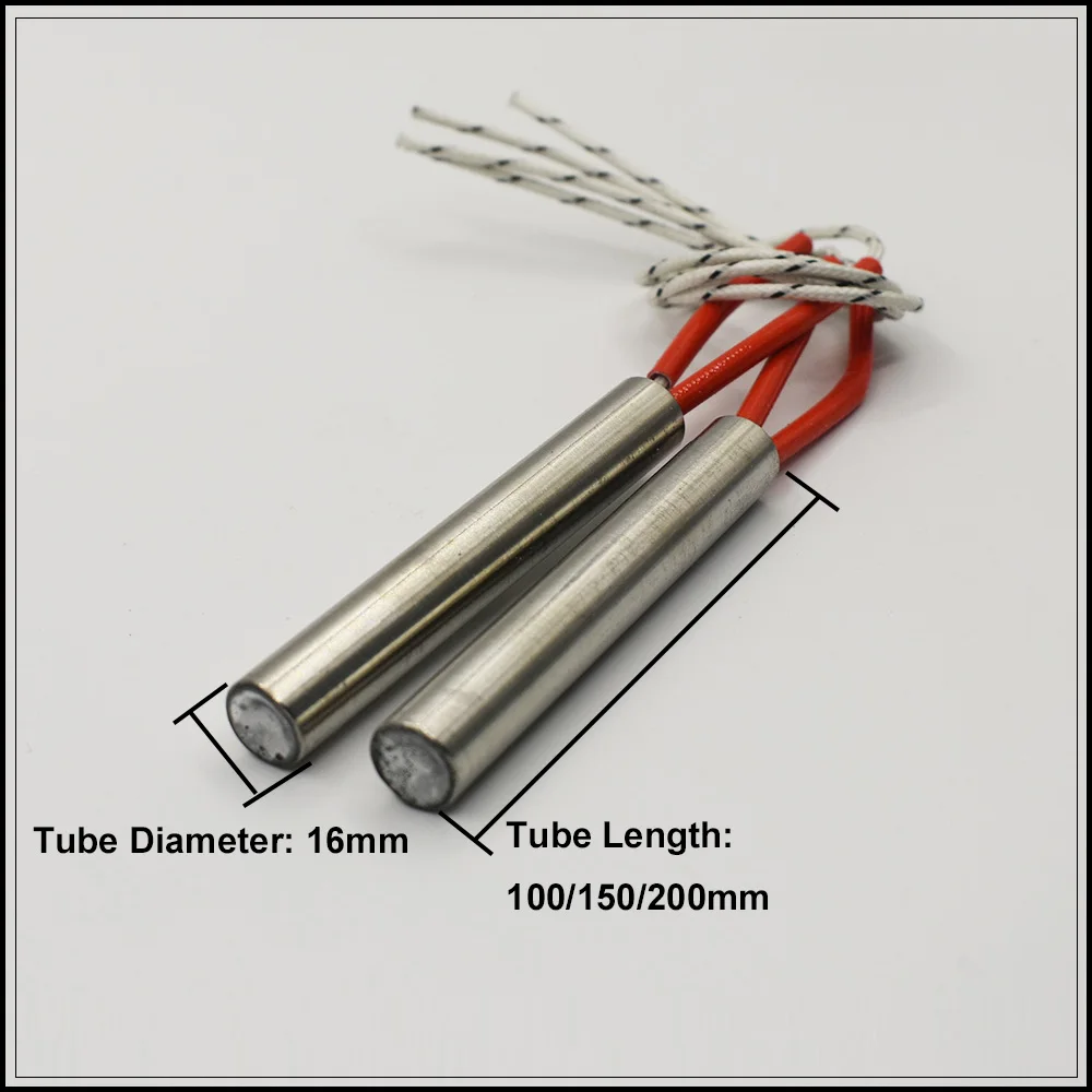 220V Electric Immersion Cartridge Heater Tubular Heater 14mm/16mm Tube Dia. 100/150/200mm Length Heating Element 5pcs